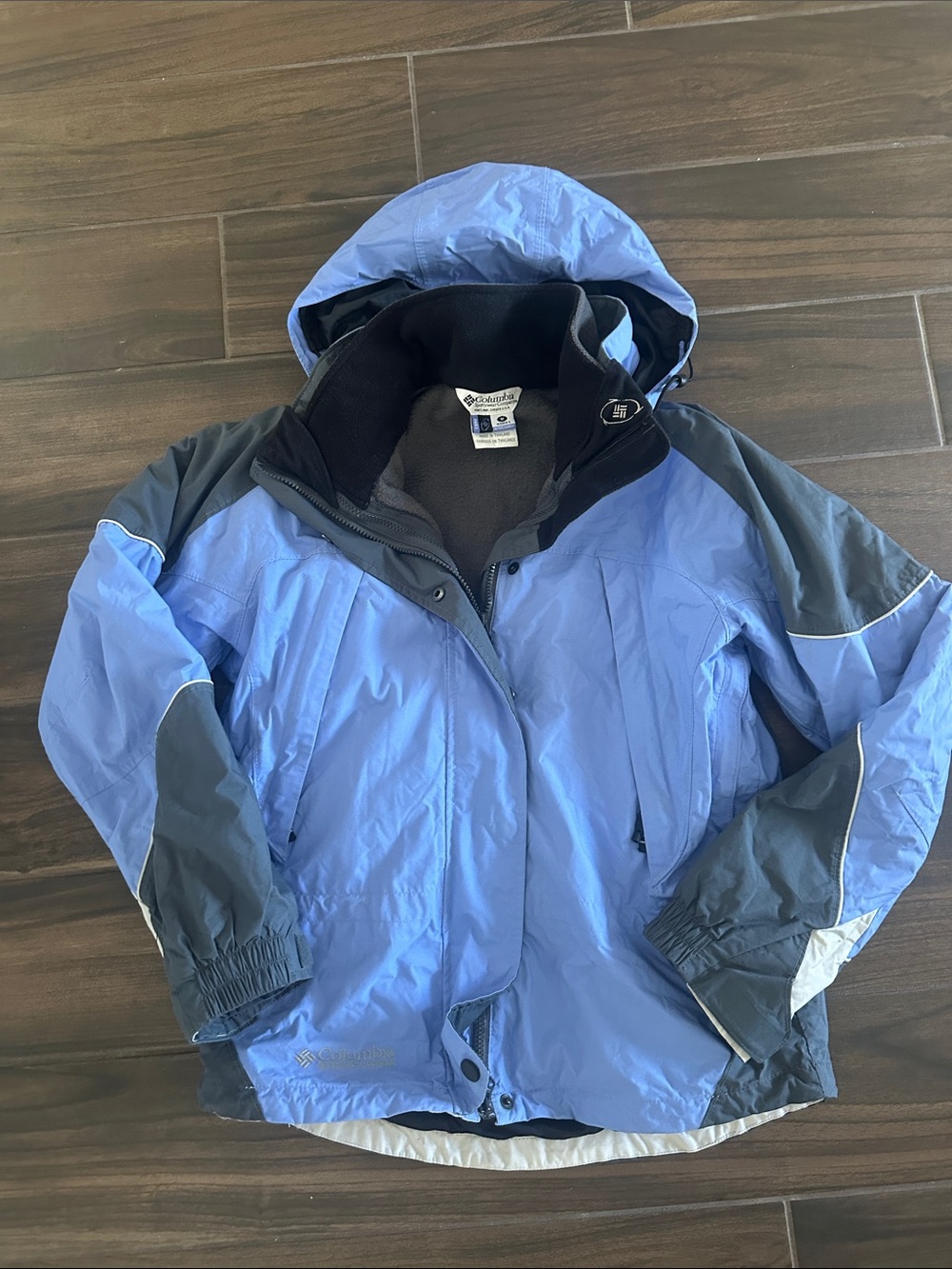 Columbia Interchange Light Blue and Gray womens Hooded winter Jacket M